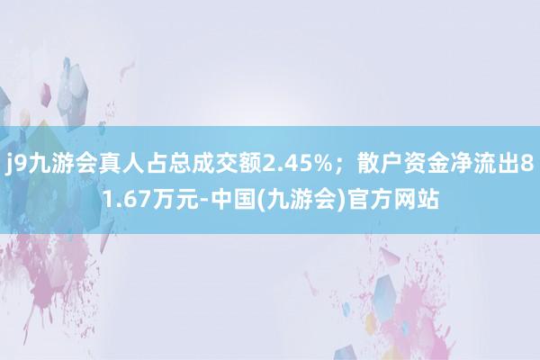 j9九游会真人占总成交额2.45%；散户资金净流出81.67万元-中国(九游会)官方网站